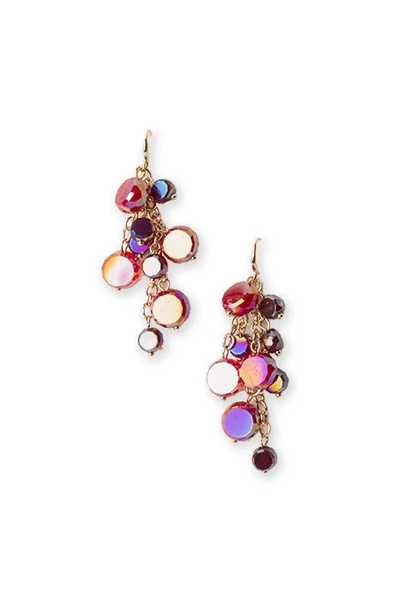 Orecchini in metallo con cerchietti e pietre in vetro rosso | MYA ACCESSORIES - 2