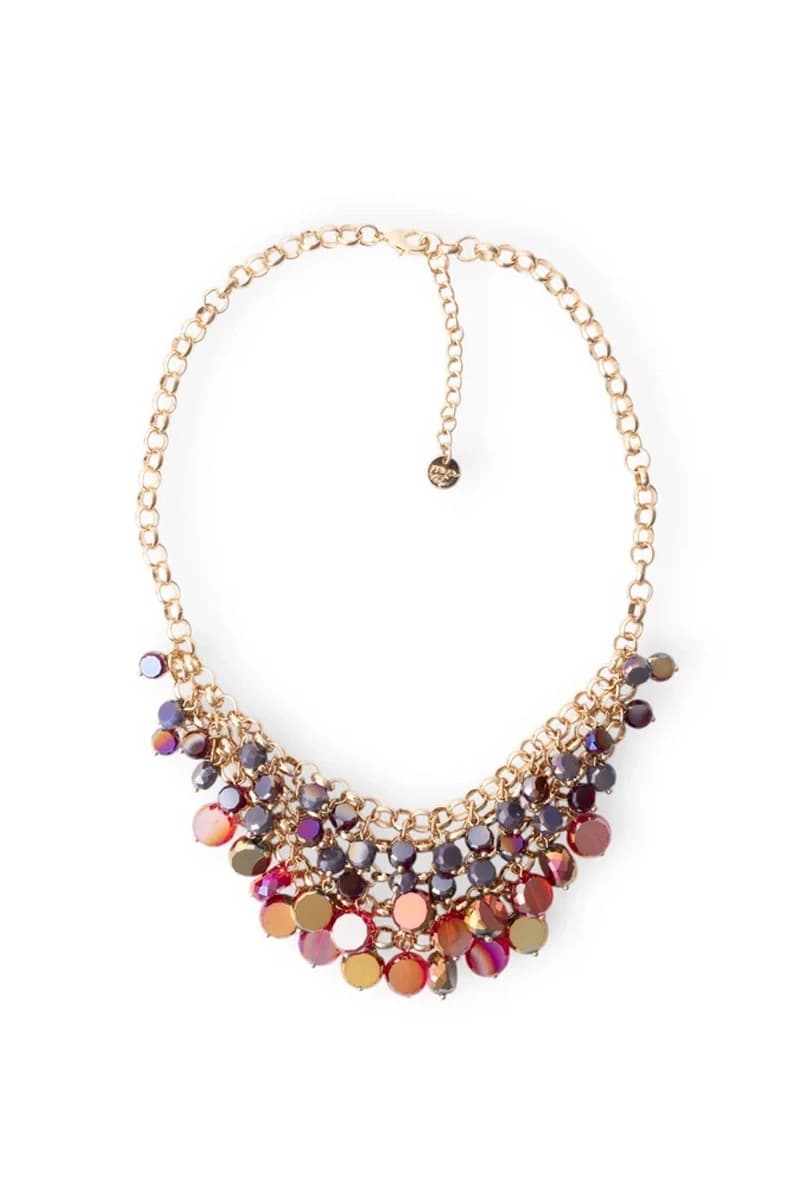 Collana in metallo con pietre in vetro e cerchietti rosso | MYA ACCESSORIES - 2