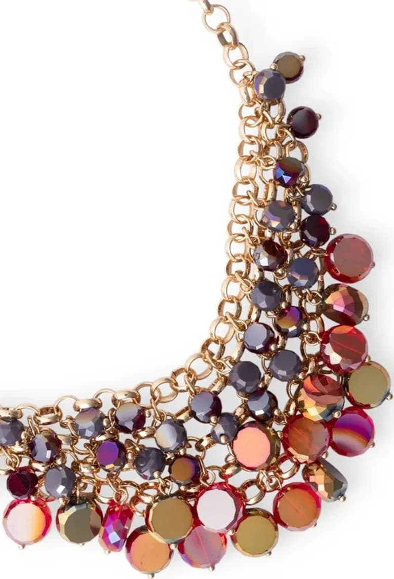 Collana in metallo con pietre in vetro e cerchietti rosso | MYA ACCESSORIES - 3