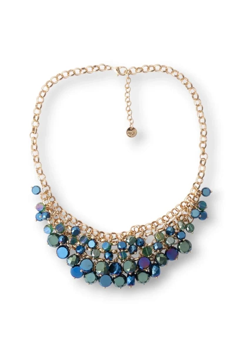 Collana in metallo con pietre in vetro e cerchietti blu | MYA ACCESSORIES - 2