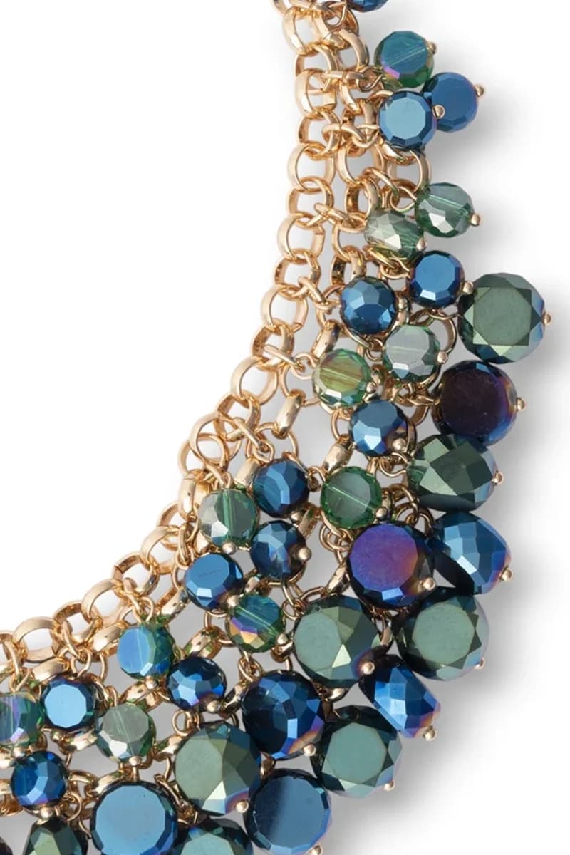 Collana in metallo con pietre in vetro e cerchietti blu | MYA ACCESSORIES - 3