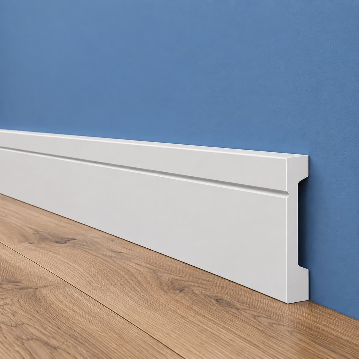 Battiscopa SQUADRATO BIANCO Passacavo ELEGANT 90x15mm in POLIMERI - Polistrutturato (prezzo al metro) - 6
