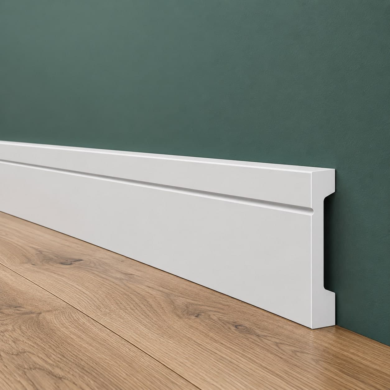 Pacco da 108ML di Battiscopa SQUADRATO BIANCO Passacavo ELEGANT 90x15mm in POLIMERI - Polistrutturato - 3