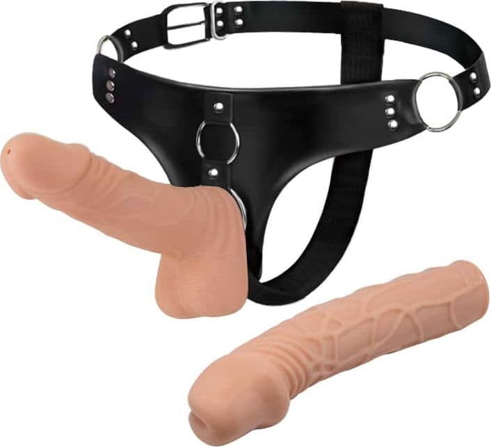 Strap-On Baile Jessica 2 Dildo 20 cm + 14,2 cm Harness Regolabile Doppio Dildo Realistico - 3