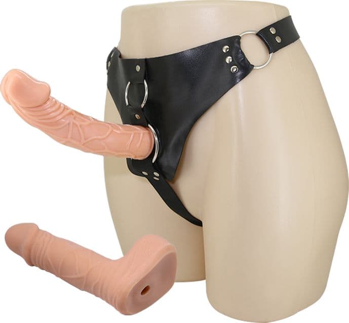 Strap-On Baile Jessica 2 Dildo 20 cm + 14,2 cm Harness Regolabile Doppio Dildo Realistico - 5