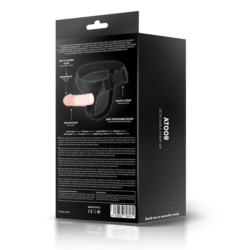 Strap-On Latetobed Atoor 15,5 cm Ø 4 cm Dildo Cavo Removibile Harness Regolabile Comfort - 4