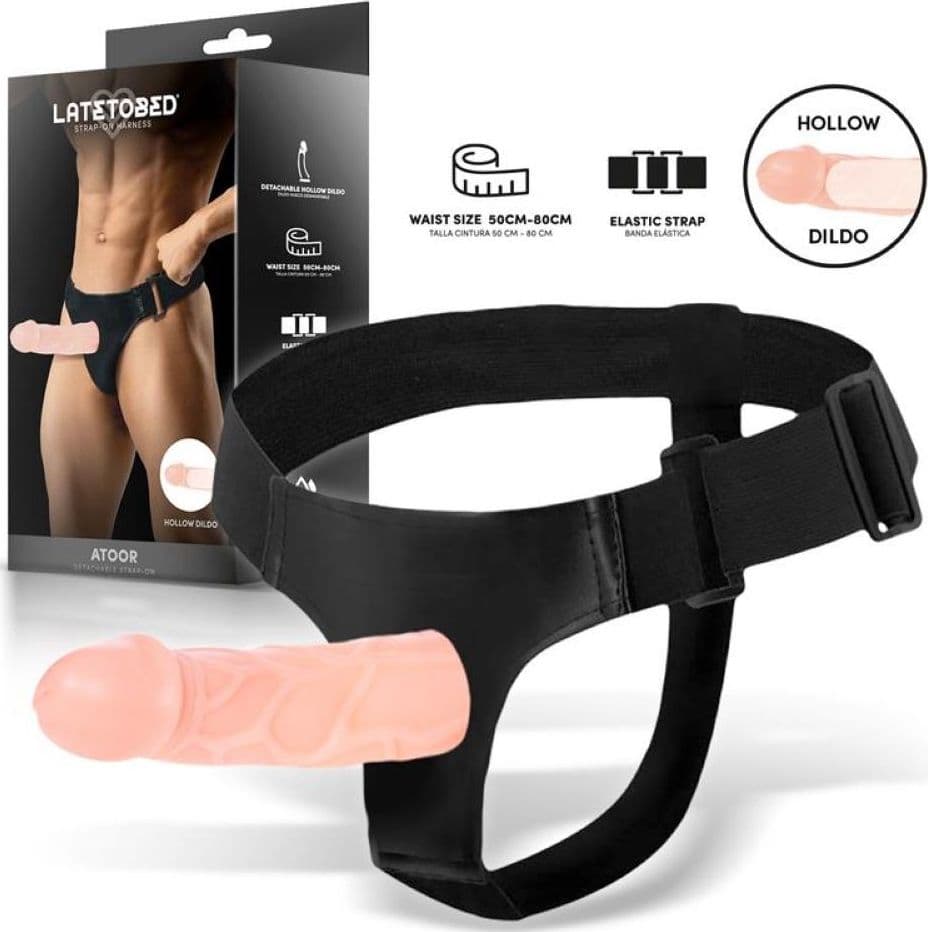 Strap-On Latetobed Atoor 15,5 cm Ø 4 cm Dildo Cavo Removibile Harness Regolabile Comfort - 5