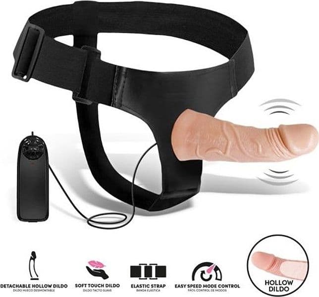 Strap-On Latetobed Eleto 15 cm Dildo Cavo Vibrante Multivelocità Harness Regolabile Telecomando - 2