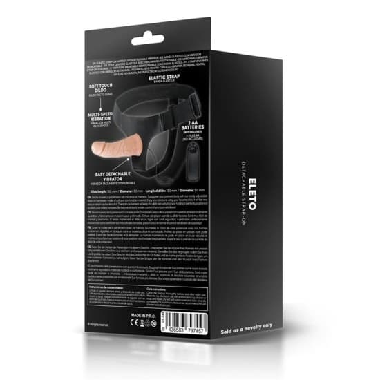 Strap-On Latetobed Eleto 15 cm Dildo Cavo Vibrante Multivelocità Harness Regolabile Telecomando - 6