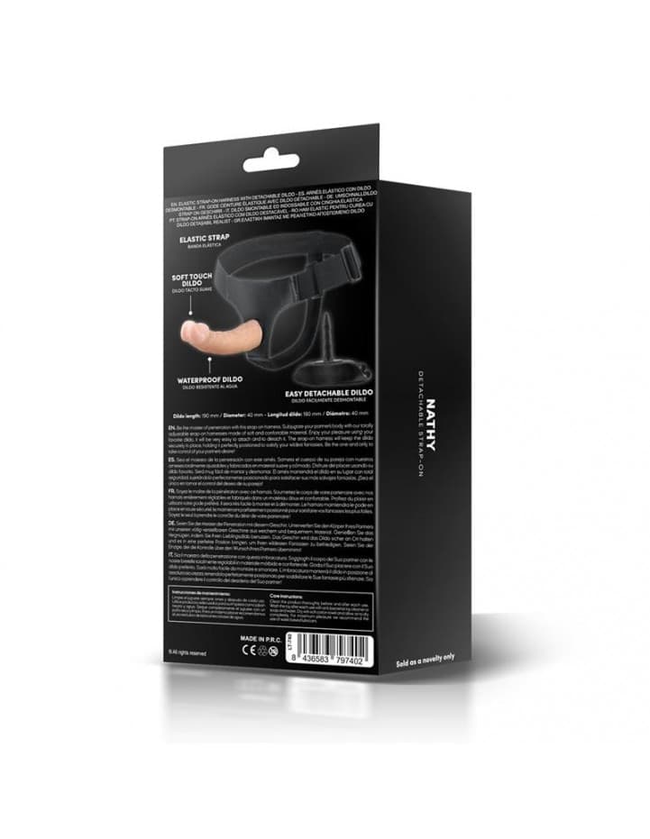 Strap-On Latetobed Nathy 19 cm Ø 4 cm Dildo Semirealistico Removibile Harness Morbido Regolabile - 7