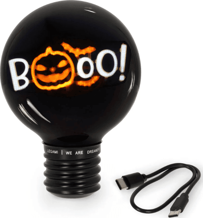 Legami - Lampada Decorativa da Tavolo a Forma di Lampadina Pumpkin Booo - Bulb Fiction XL Halloween - 3