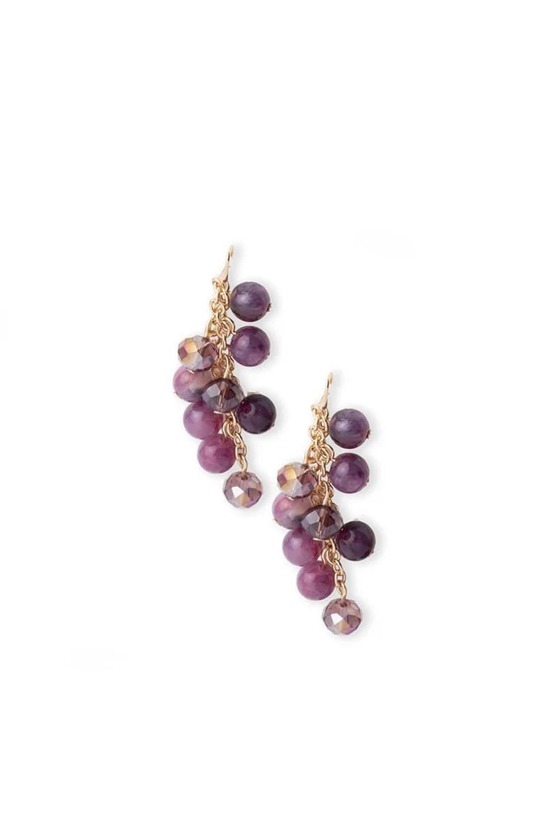 Orecchini pendenti con catene in metallo e pietre in vetro rosso | MYA ACCESSORIES - 2