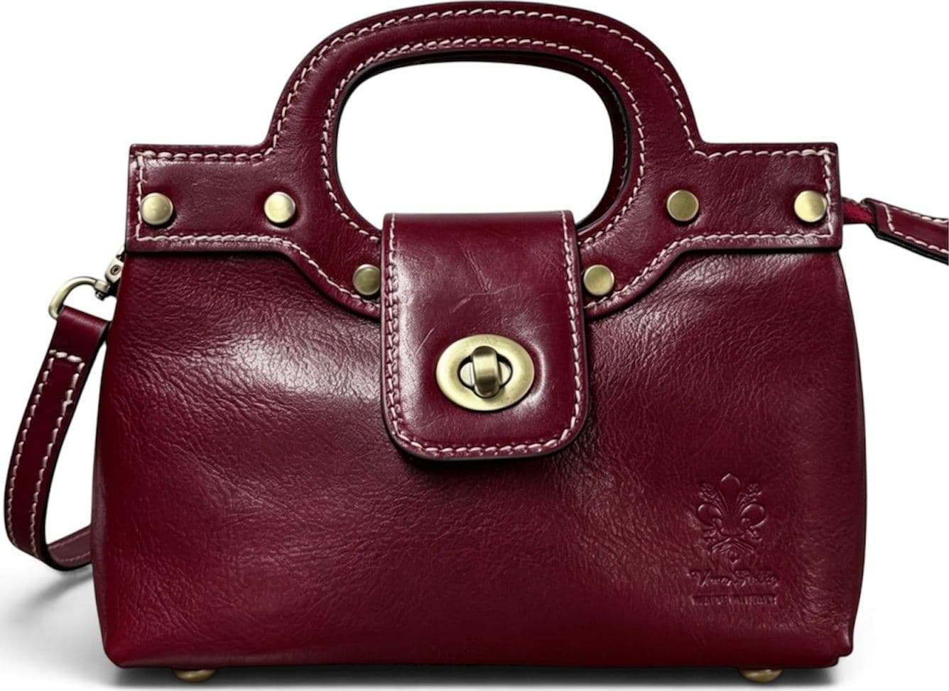 Modarno Borsetta donna a mano e tracolla in vera pelle vacchetta 21x8x14 cm - 11
