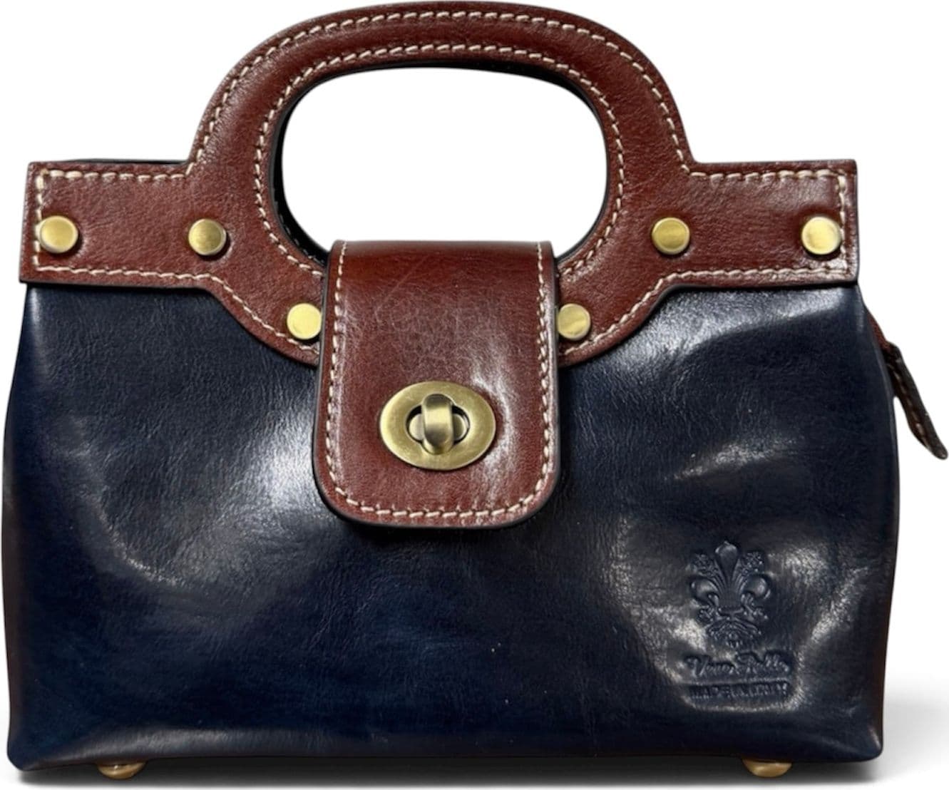 Modarno Borsetta donna a mano e tracolla in vera pelle vacchetta 21x8x14 cm - 12