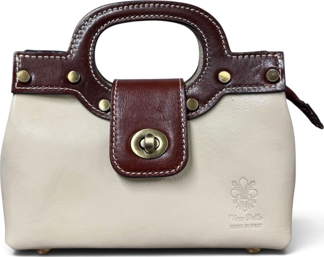 Modarno Borsetta donna a mano e tracolla in vera pelle vacchetta 21x8x14 cm - 13