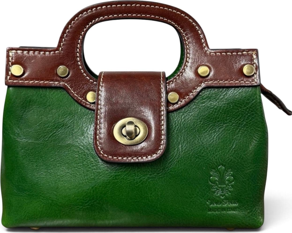 Modarno Borsetta donna a mano e tracolla in vera pelle vacchetta 21x8x14 cm - 14