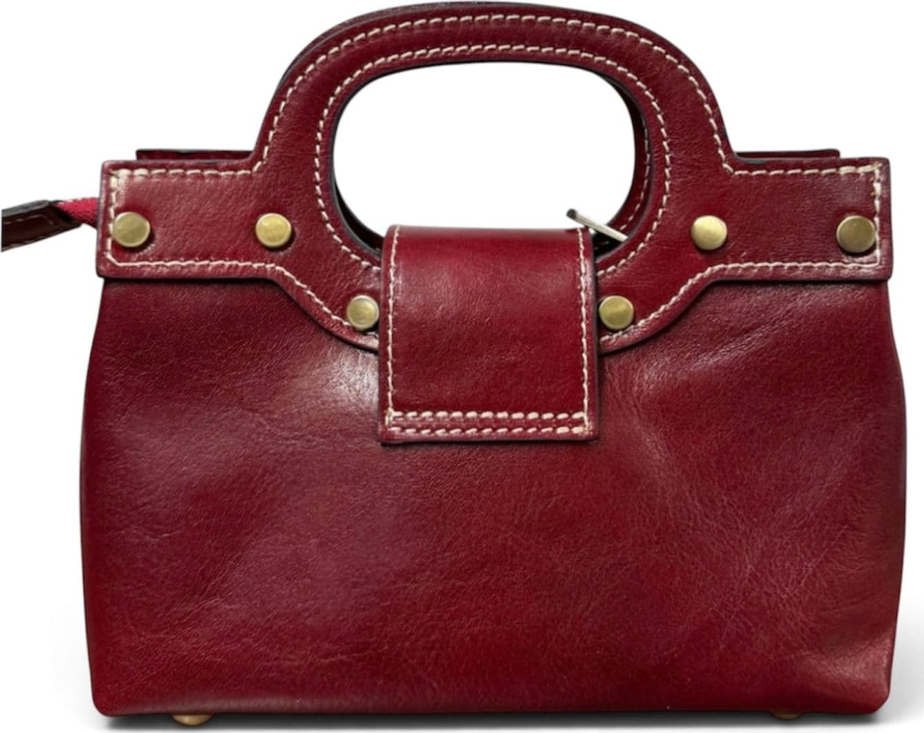 Modarno Borsetta donna a mano e tracolla in vera pelle vacchetta 21x8x14 cm - 3