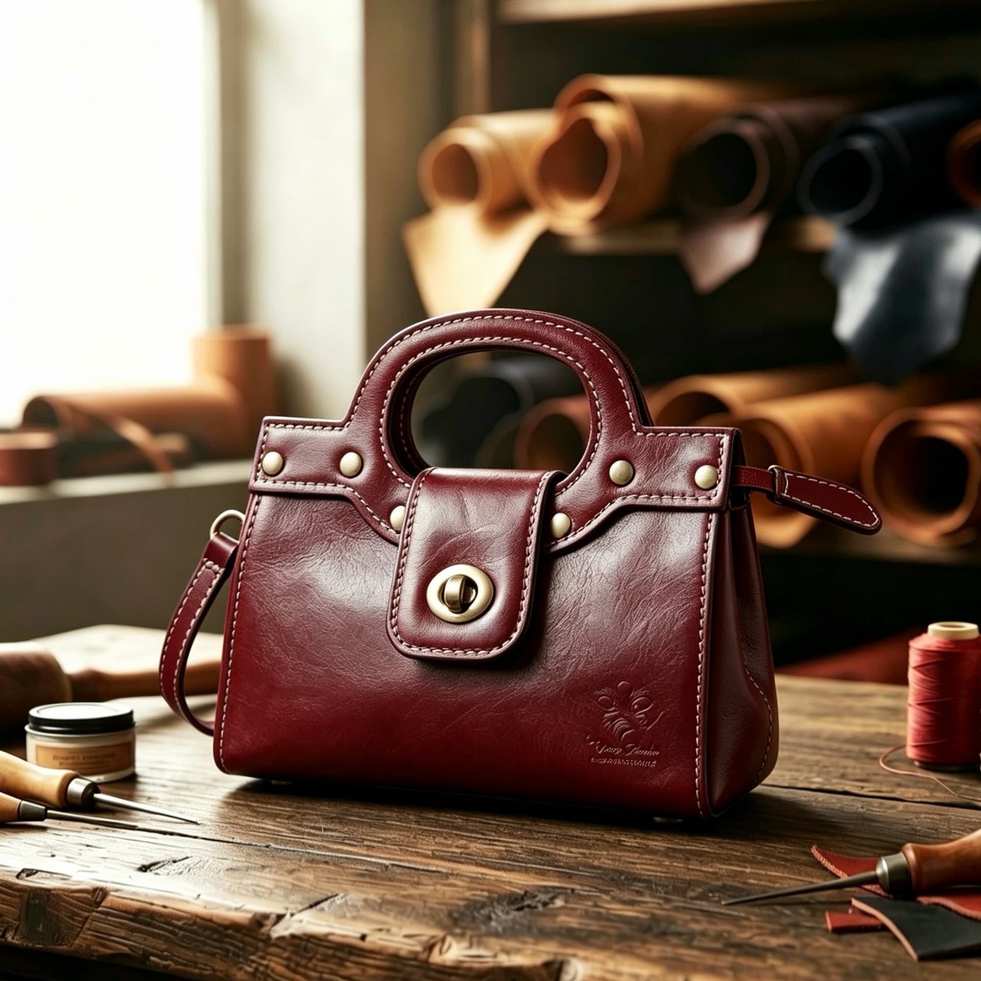 Modarno Borsetta donna a mano e tracolla in vera pelle vacchetta 21x8x14 cm - 6