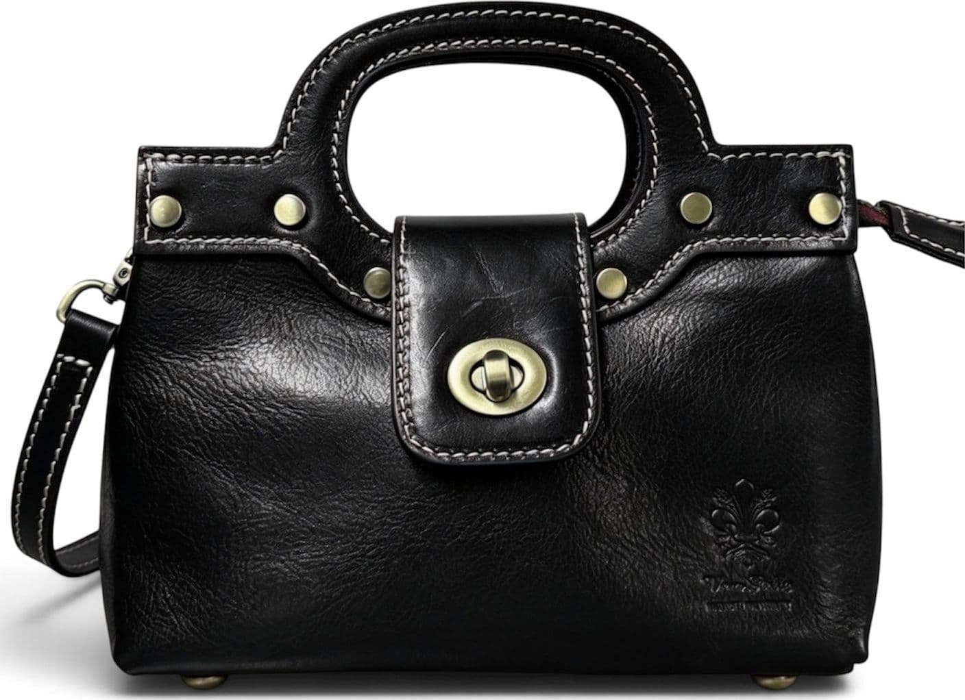 Modarno Borsetta donna a mano e tracolla in vera pelle vacchetta 21x8x14 cm - 7