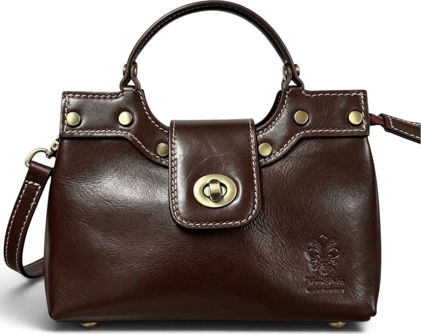 Modarno Borsetta donna a mano e tracolla in vera pelle vacchetta 21x8x14 cm - 8