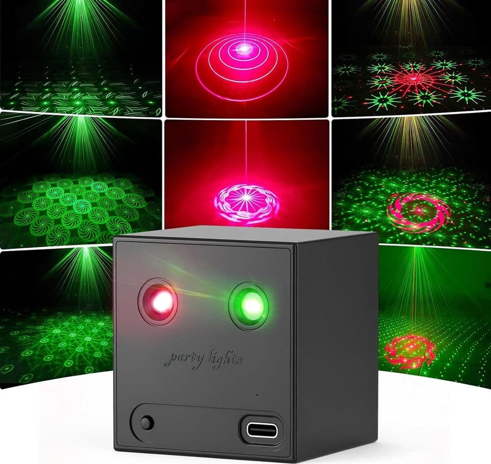 MINI PROIETTORE DA FESTA CON 32 EFFETTI DI LUCE MUSICA SPETTACOLI DISCOTECA FESTE NATALE - 3
