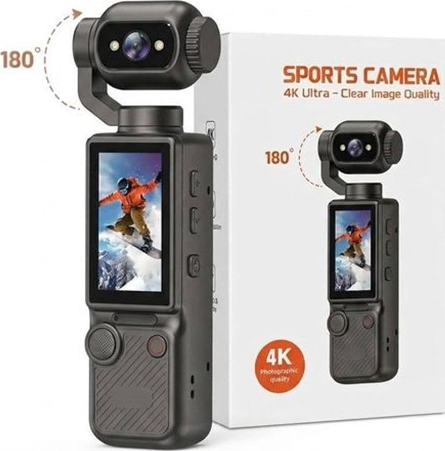 MINI VIDEOCAMERA SPORTIVA 4K ULTRA HD TELECAMERA CON OBIETTIVO GIREVOLE A 180° VLOGGING - 2