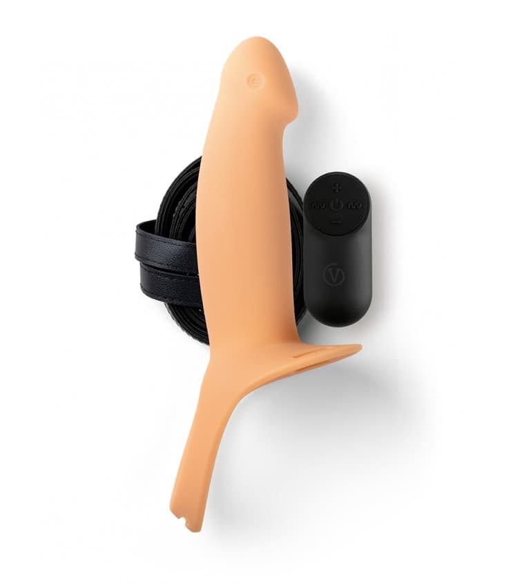 Strap-On Cavo Vibrante Virgite H4 Large 16,6 cm Silicone Telecomando USB 7 Vibrazioni - 7