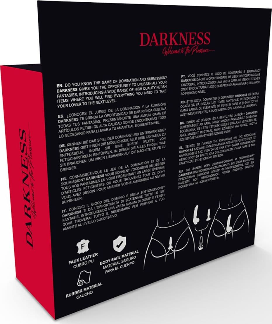 Strap-On Darkness Sensations Harness Nero con Dildo Realistico 14 cm e Plug Anale Intercambiabili - 2