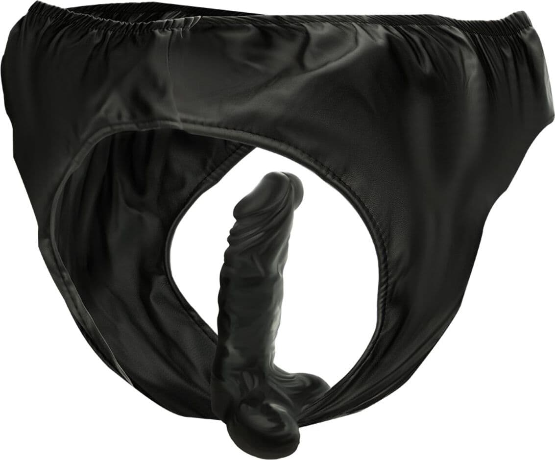 Strap-On Darkness Sensations Harness Nero con Dildo Realistico 14 cm e Plug Anale Intercambiabili - 3