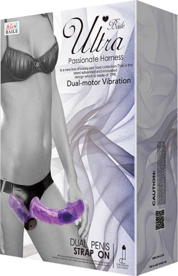 Strap-On Doppio Vibrante Baile Ultra Passionate Harness 17,5 cm Dual Motor TPR Regolabile - 2
