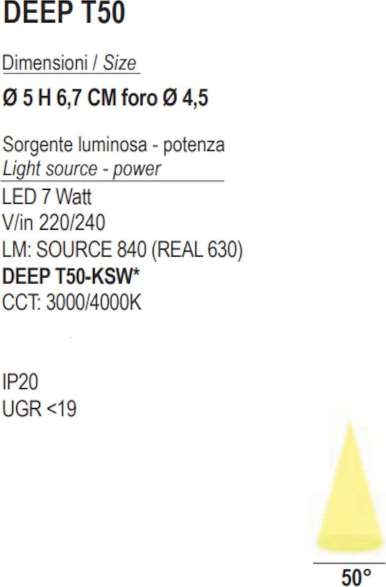 Faretto incasso Promoluce INSIDER DEEP T50 KSW LED CCT metallo - 28