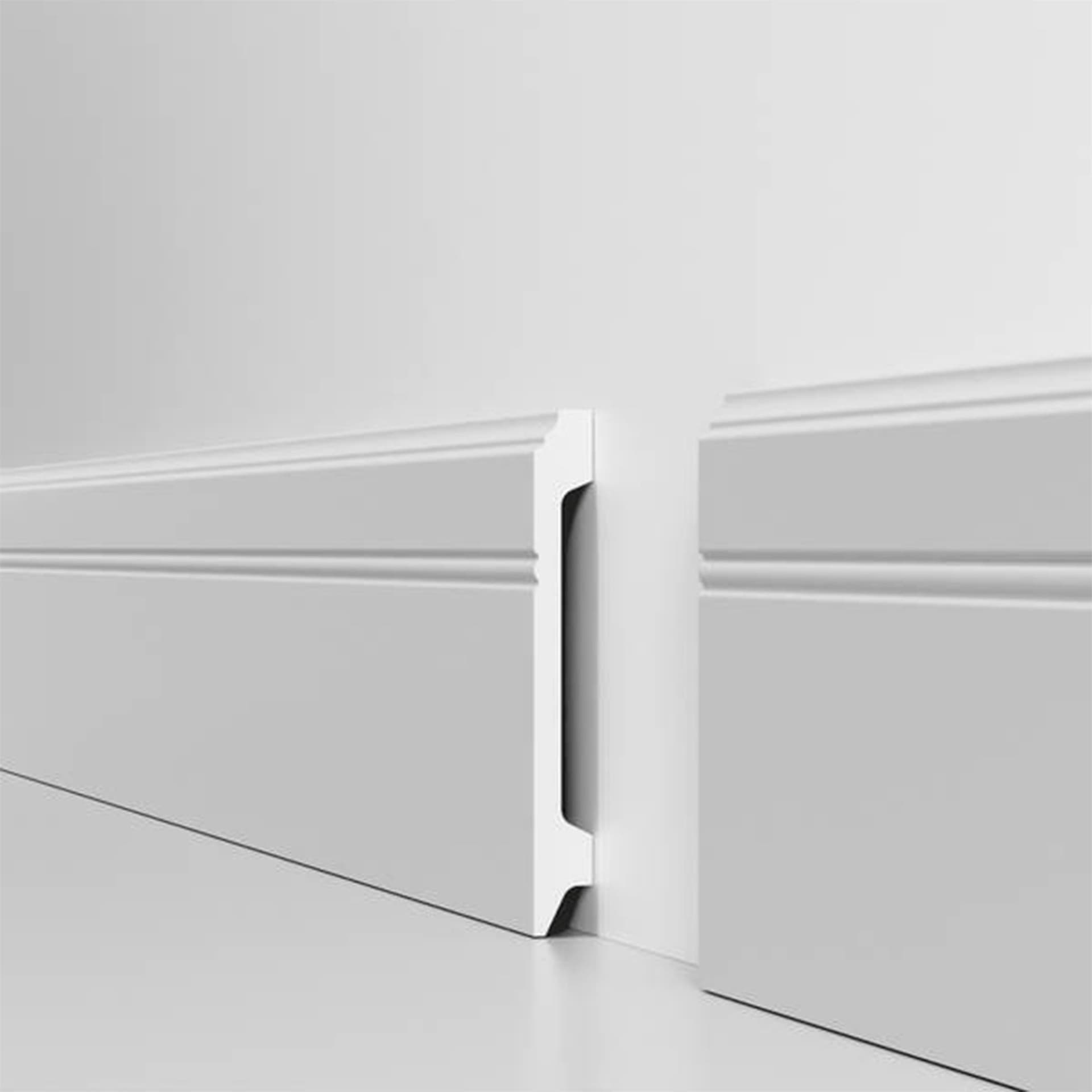 Battiscopa BIANCO Passacavo HORIZON by EDWIN VOSS 120x15mm in POLIMERI - (prezzo al metro) - 4