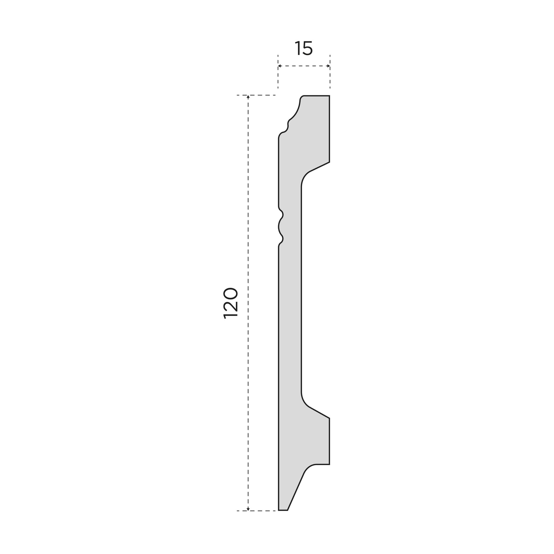 Pacco da 120ML di Battiscopa BIANCO Passacavo HORIZON by EDWIN VOSS 120x15mm in POLIMERI - Polistrutturato - 4