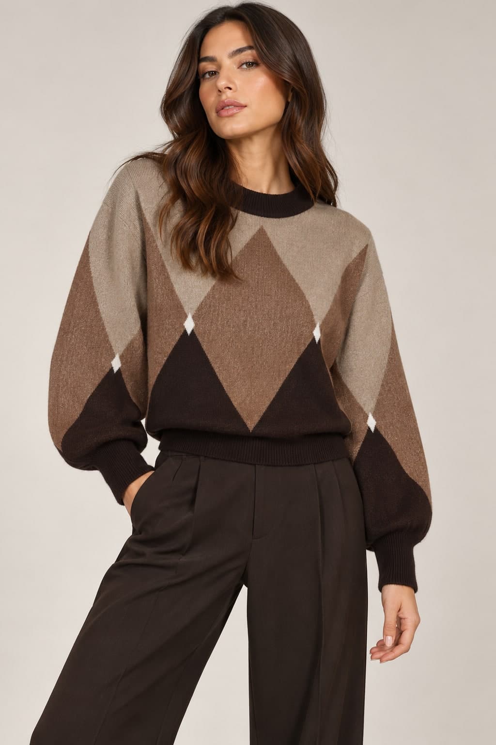 MAGLIA GIROCOLLO DISEGNO ROMBI