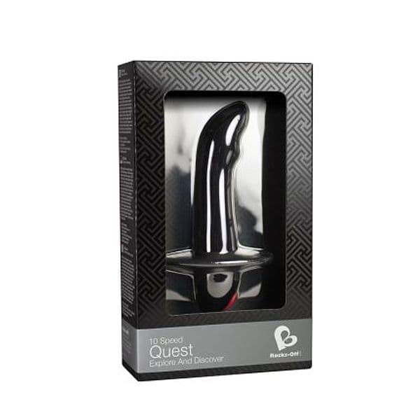 Massaggiatore Prostatico Vibrante Rocks-Off Quest Nero 10 Vibrazioni Curvo con Base Sicura