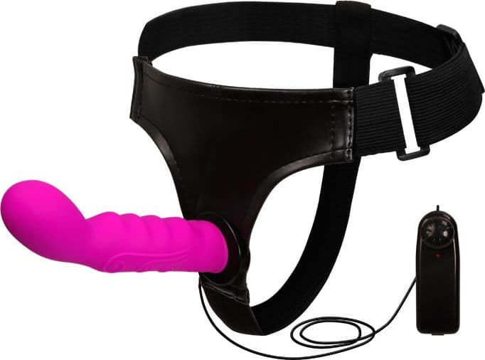 Strap-On Vibrante Baile Ultra Harness 15,5 cm Silicone Rosa Curvo Regolabile con Controller - 3