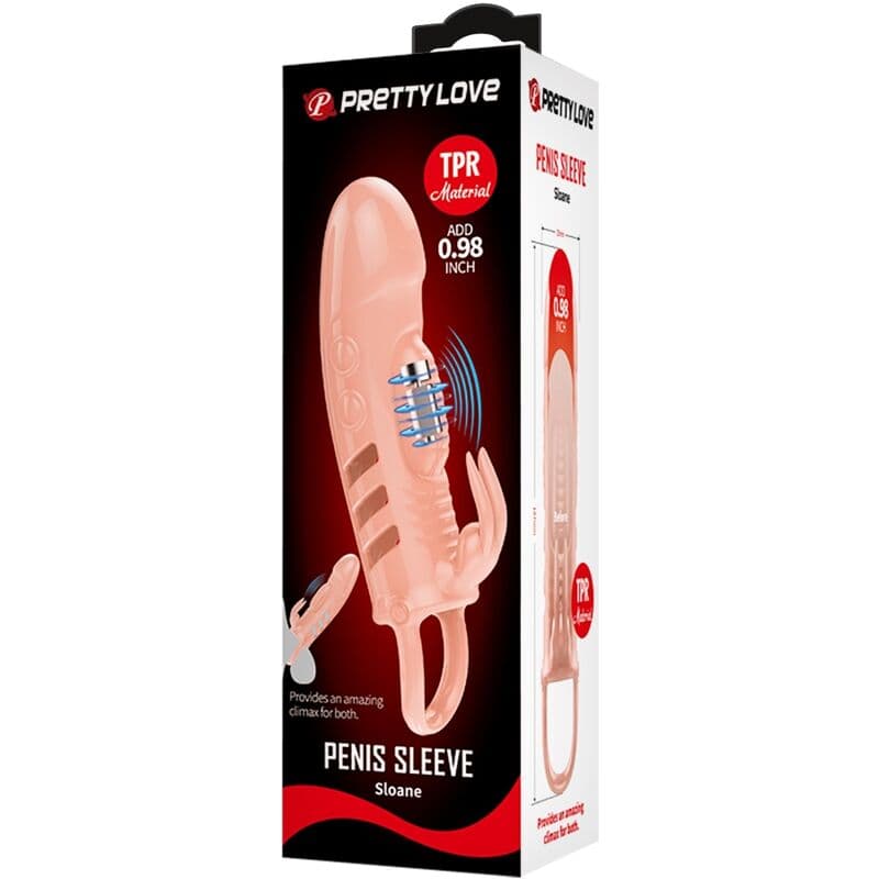 Guaina Pene Vibrante Pretty Love Sloane 18,7 cm TPR Estensore con Stimolatore Esterno - 6
