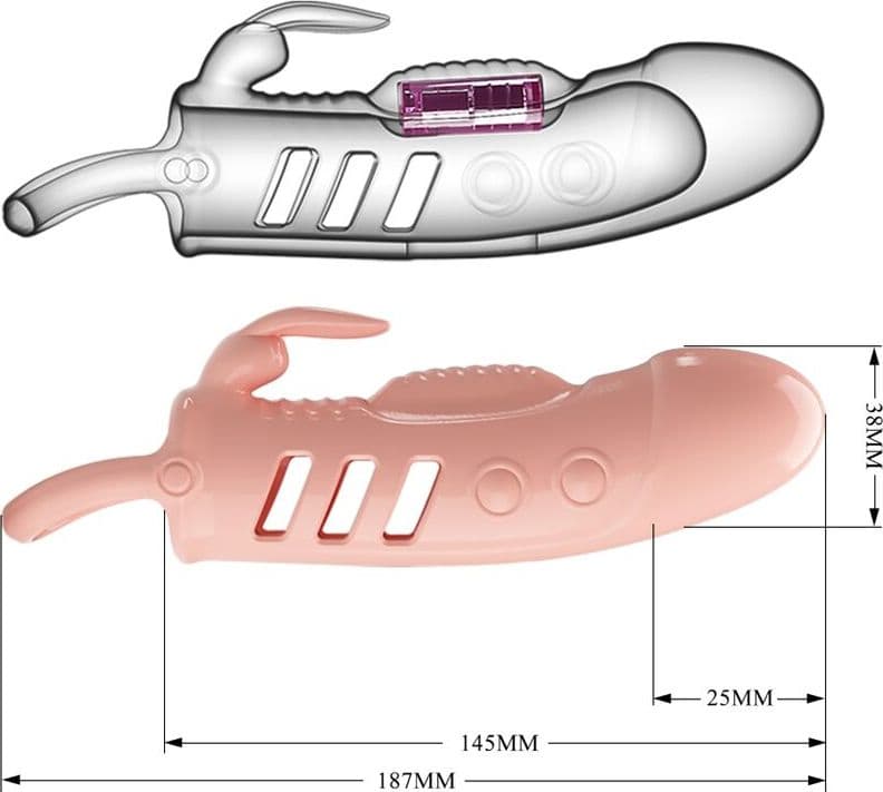 Guaina Pene Vibrante Pretty Love Sloane 18,7 cm TPR Estensore con Stimolatore Esterno - 8