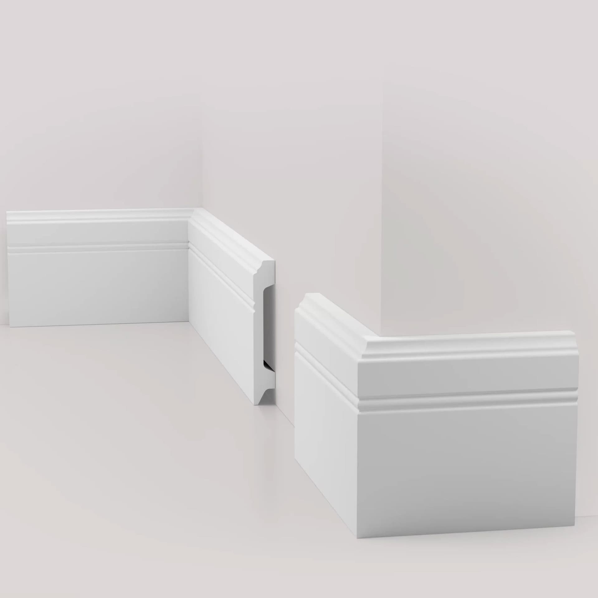 Battiscopa BIANCO Passacavo HORIZON by EDWIN VOSS 100x15mm in POLIMERI - (prezzo al metro) - 6