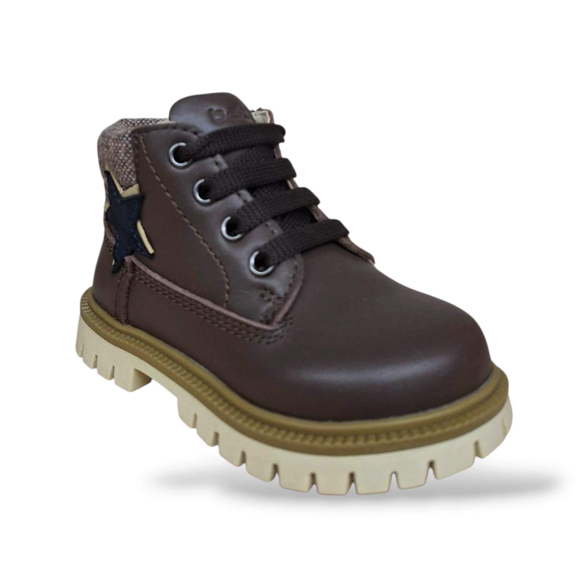 Scarpe primi passi bambino Balducci Cita MATR2740 pelle marrone-blue, lacci e zip, taglie 20-26 - 2