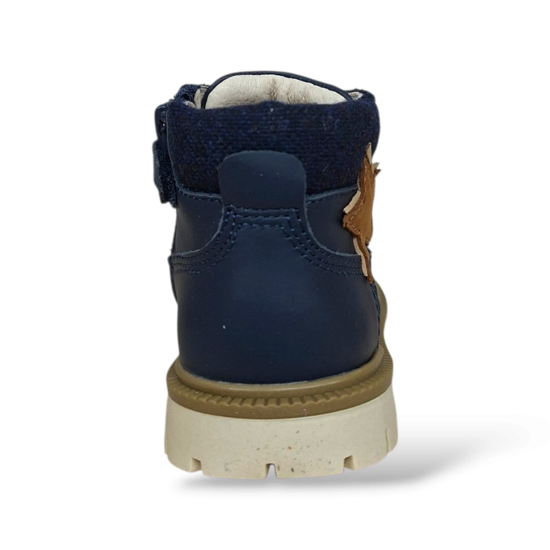 Scarpe primi passi bambino Balducci Cita MATR2740 blue-beige in pelle, lacci e zip, taglie 20-26 - 3