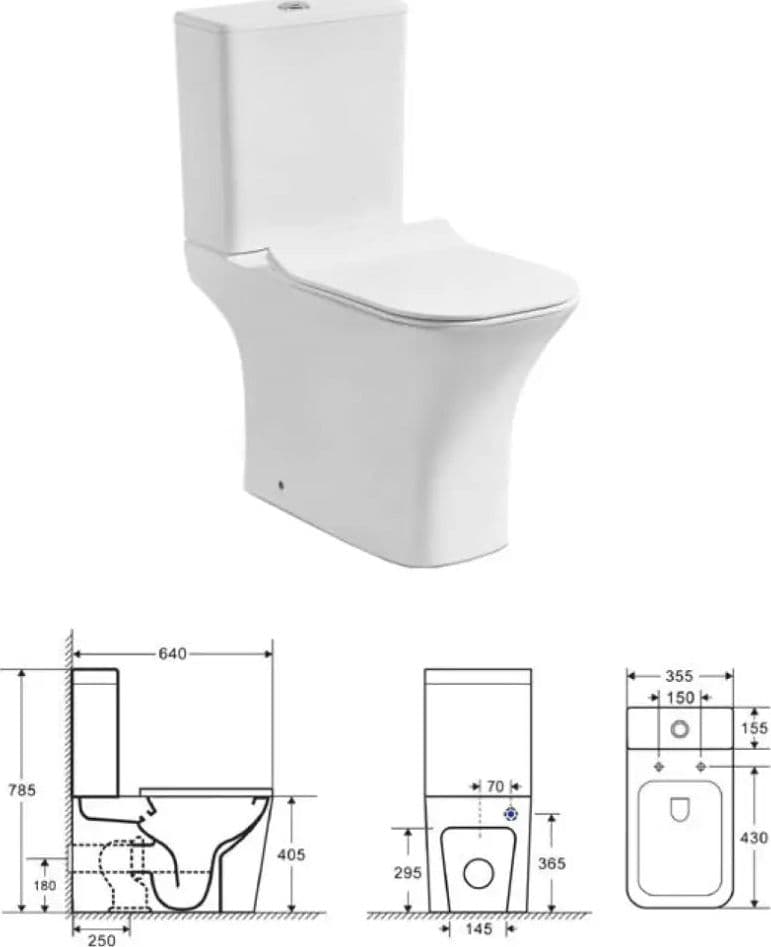 WC Monoblocco Squadrato Senza Brida con Sedile Soft Close - Karag Natalia - 3