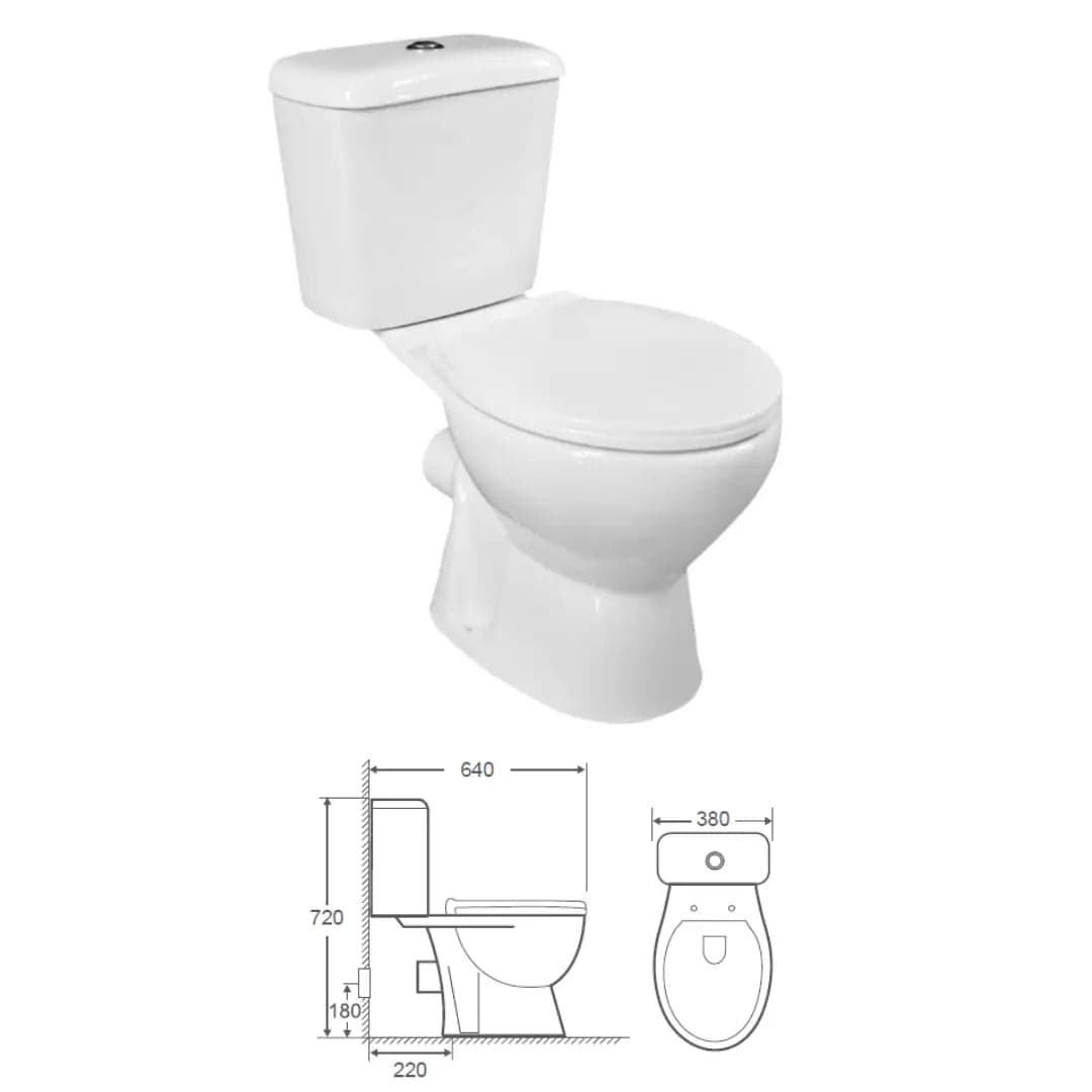 WC Monoblocco a Terra Senza Brida con Cassetta e Sedile - Karag Venice - 3