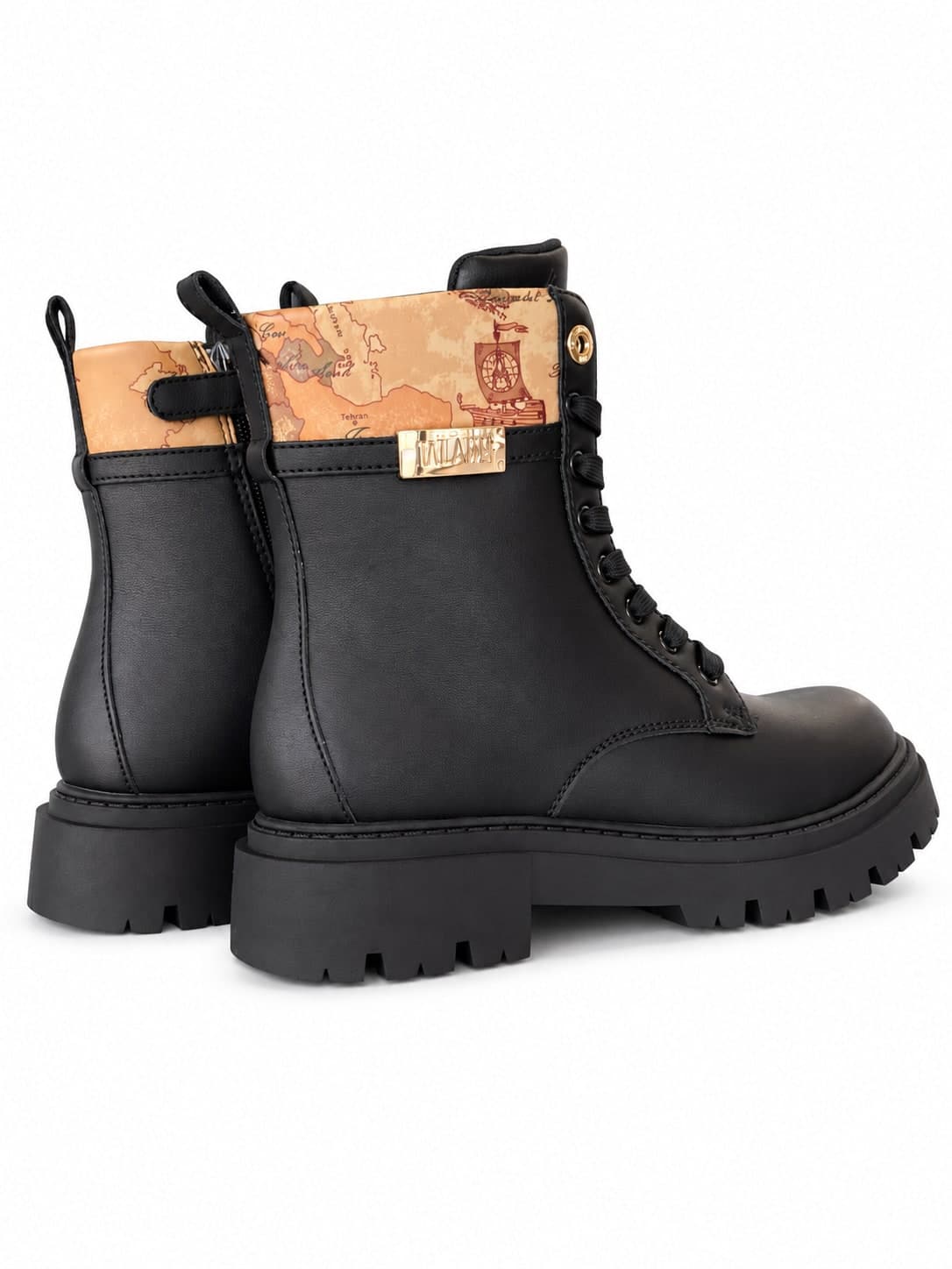 Alviero Martini 1 Classe anfibi donna nero mappa geo con zip - 4