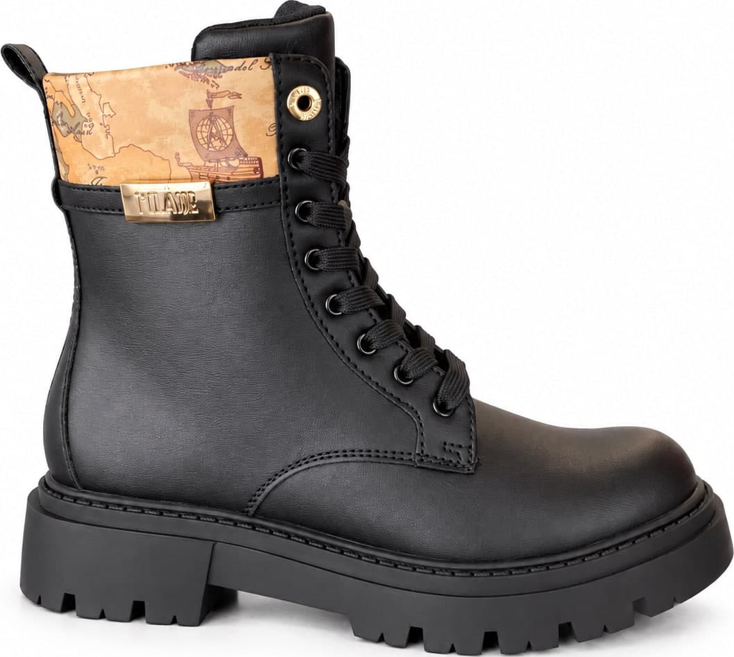 Alviero Martini 1 Classe anfibi donna nero mappa geo con zip - 7