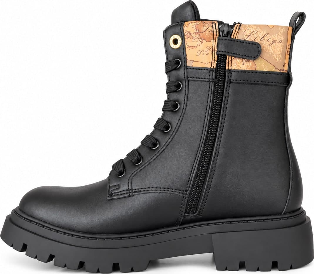 Alviero Martini 1 Classe anfibi donna nero mappa geo con zip - 8