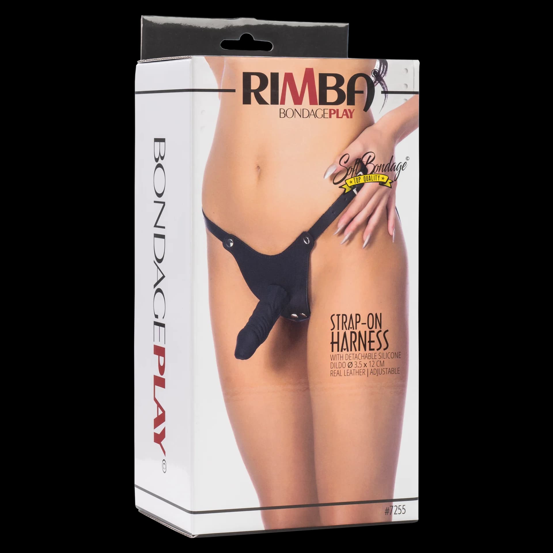 Strap-On Rimba Bondage Play 16 cm Silicone Nero Harness Regolabile Dildo Intercambiabile Sex Toy - 10