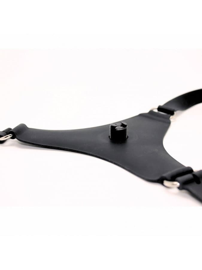 Strap-On Rimba Bondage Play 16 cm Silicone Nero Harness Regolabile Dildo Intercambiabile Sex Toy - 7