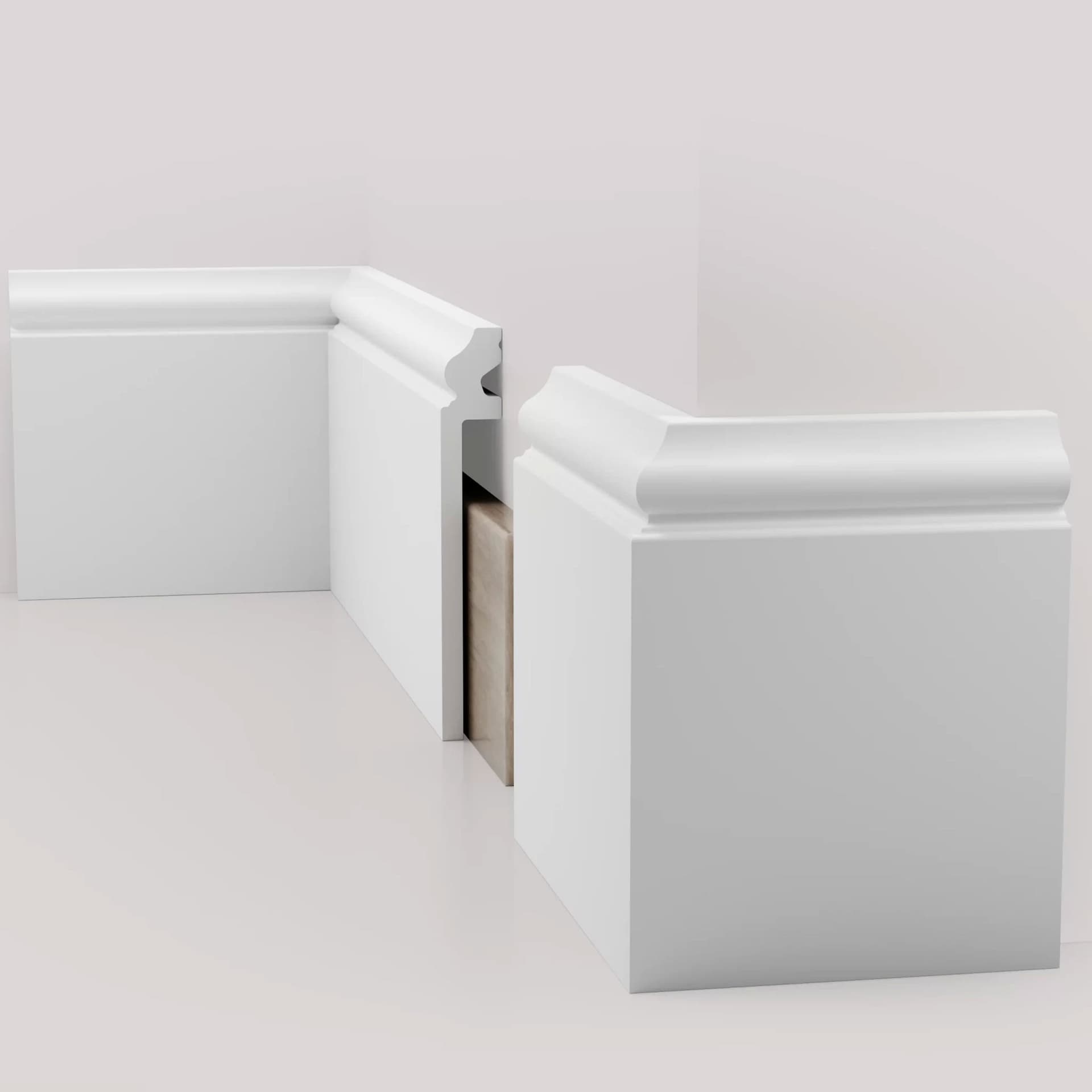 pacco da 140 ML di Battiscopa BIANCO Ducale Coprimarmo - coprivecchio 155x23mm in POLIMERI (copre oltre 12cm) - 5