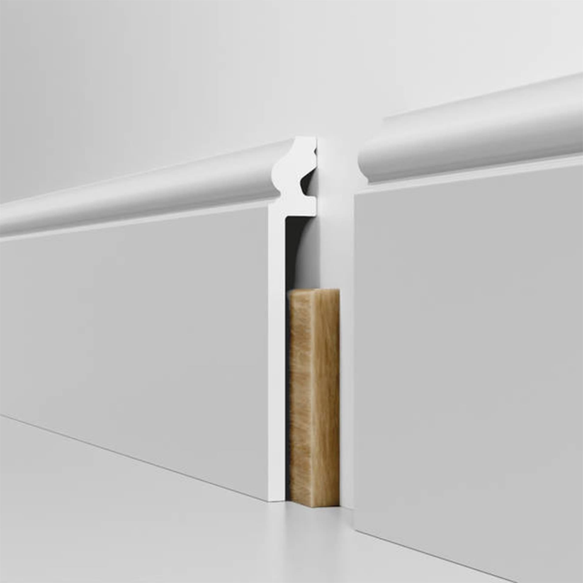 pacco da 140 ML di Battiscopa BIANCO Ducale Coprimarmo - coprivecchio 155x23mm in POLIMERI (copre oltre 12cm) - 6